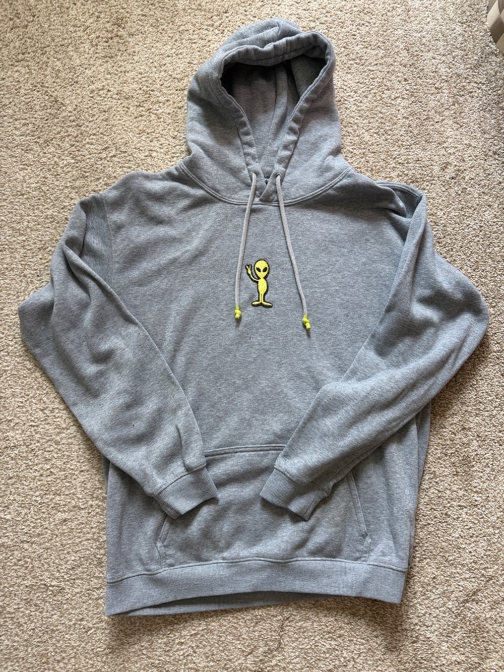 👽 Vivre La Vie Alien Embroidered Hoodie Gray Pullover